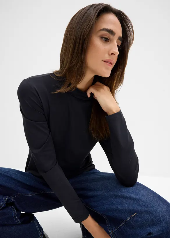 T-shirt manches longues à col montant, bonprix