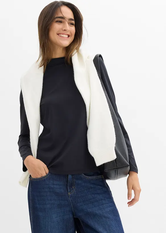 T-shirt manches longues à col montant, bonprix