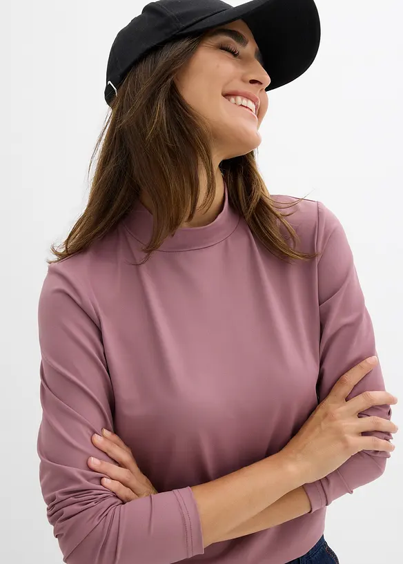 T-shirt manches longues à col montant, bonprix