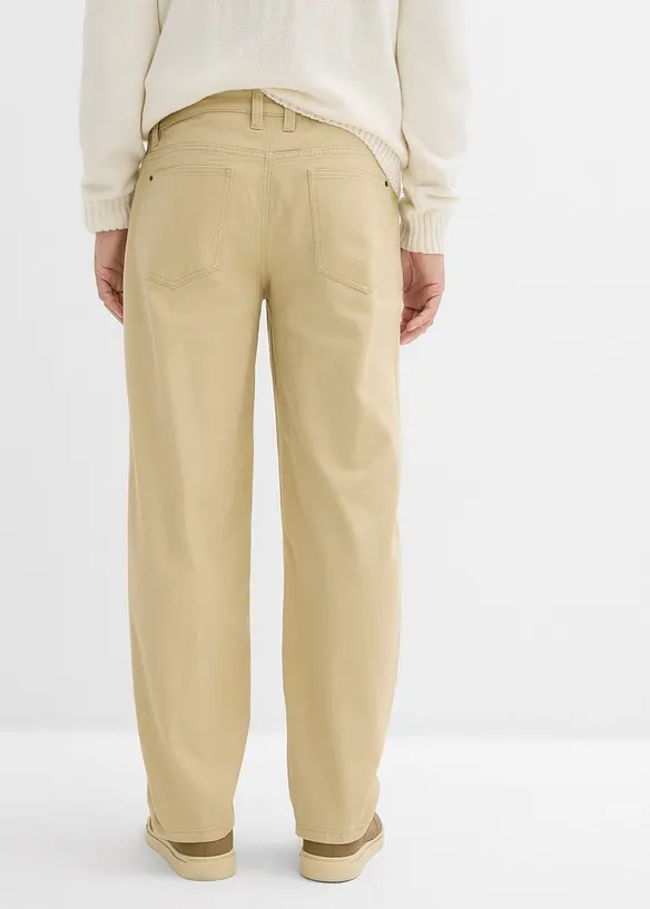 Pantalon droit en twill à taille élastiquée, loose, bonprix