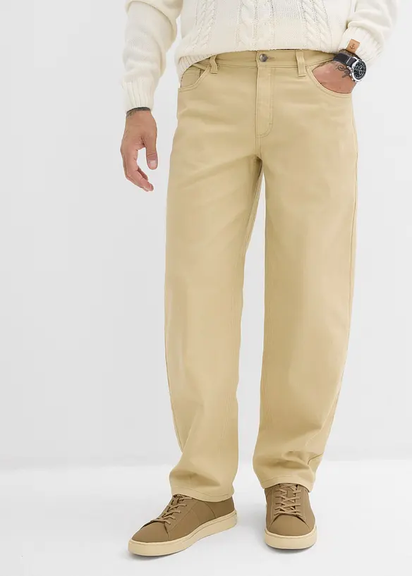 Pantalon droit en twill à taille élastiquée, loose, bonprix