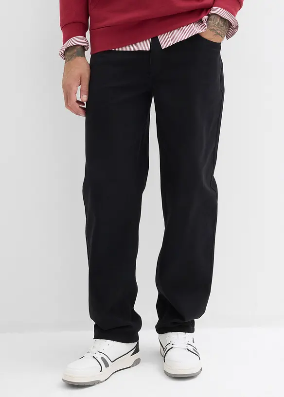 Pantalon droit en twill à taille élastiquée, loose, bonprix