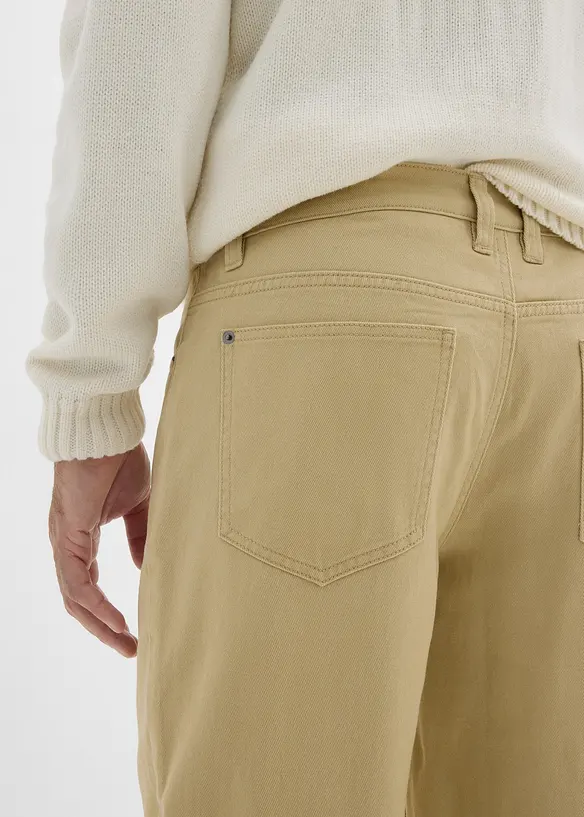 Pantalon droit en twill à taille élastiquée, loose, bonprix