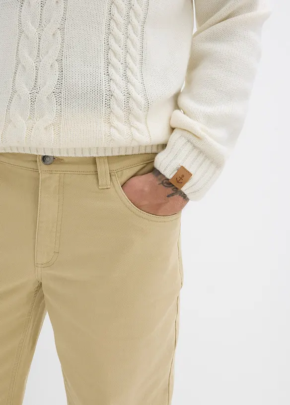 Pantalon droit en twill à taille élastiquée, loose, bonprix