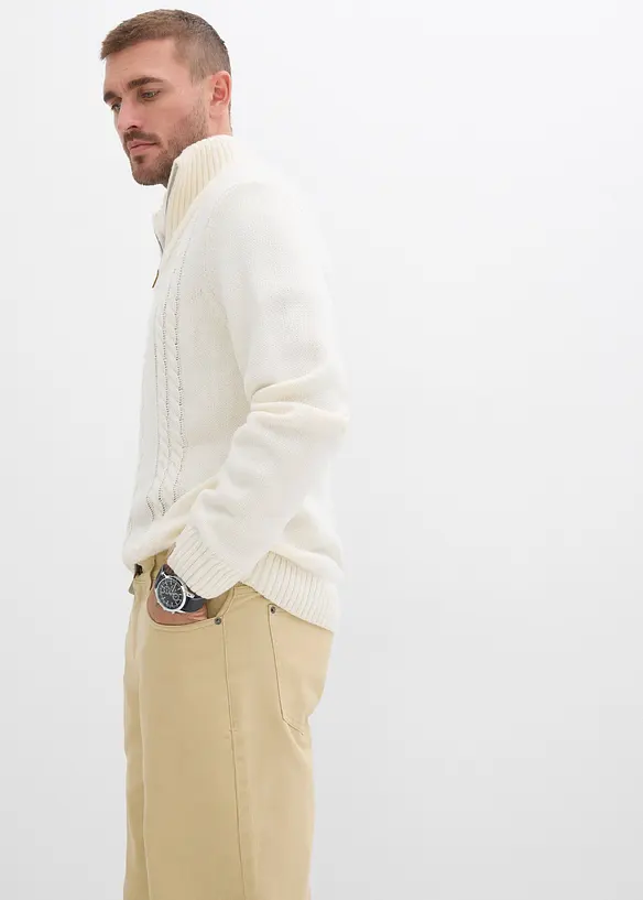 Pantalon droit en twill à taille élastiquée, loose, bonprix