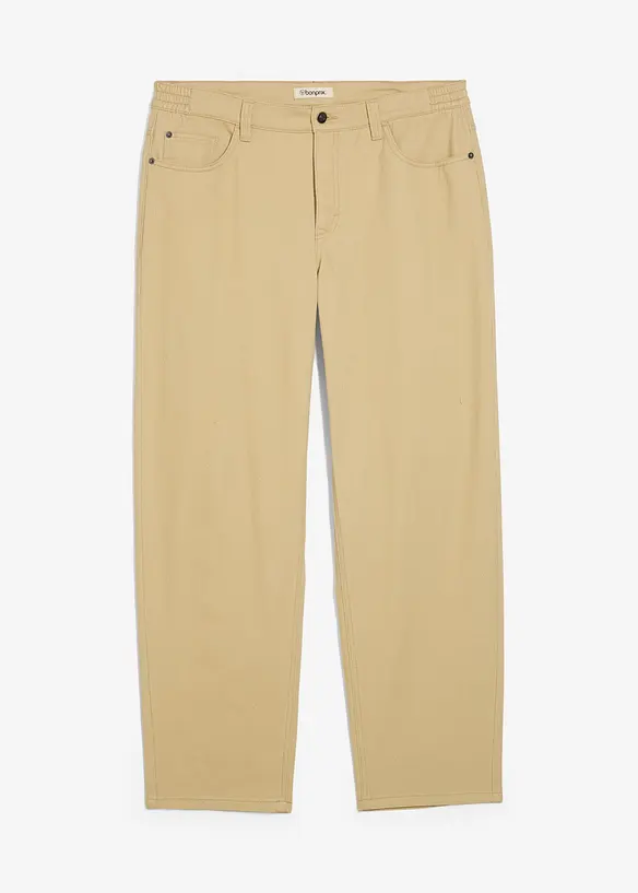 Pantalon droit en twill à taille élastiquée, loose, bonprix