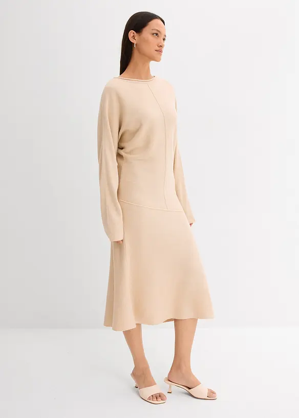 Robe midi en maille de viscose mélangée, bonprix