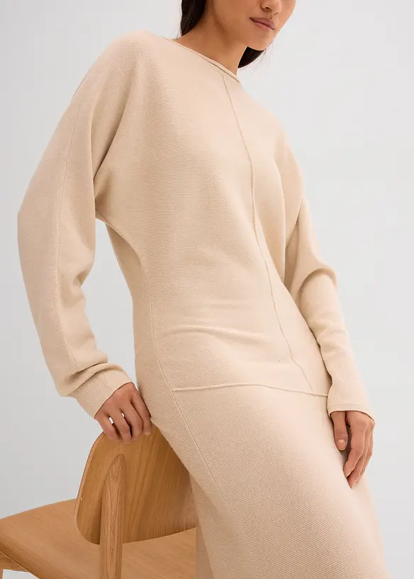 Robe midi en maille de viscose mélangée, bonprix
