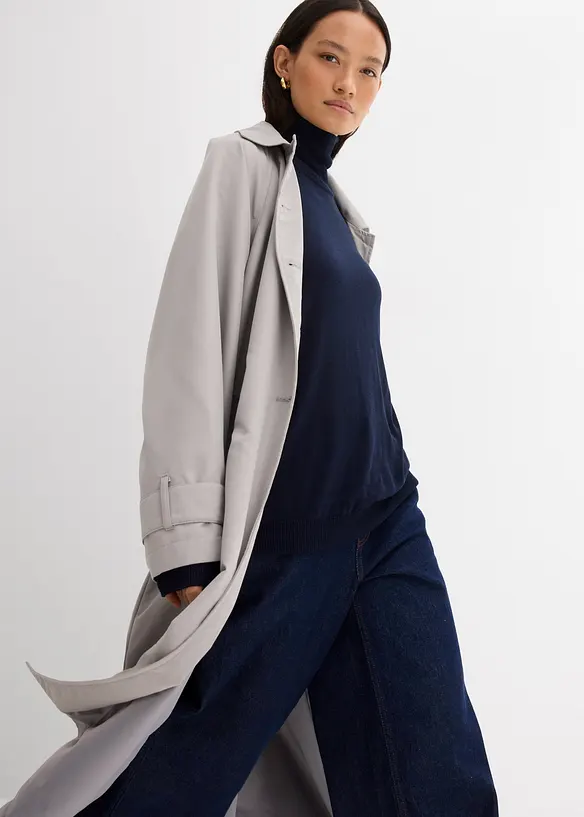 Pull léger en fine maille de viscose majoritaire à large col cheminée, bonprix