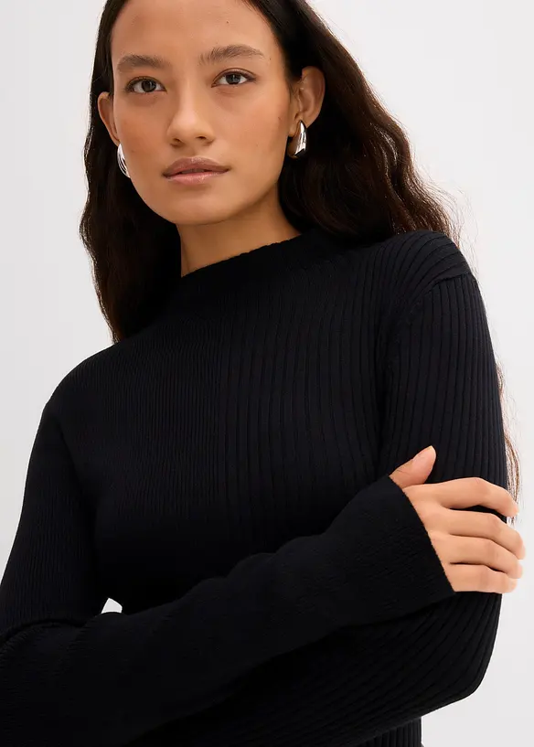 T-shirt côtelé en viscose mélangée, bonprix