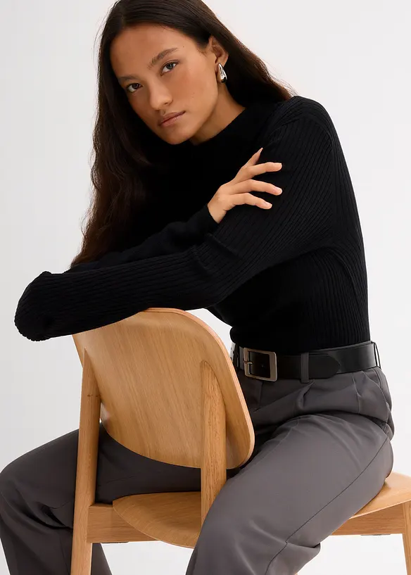 T-shirt côtelé en viscose mélangée, bonprix