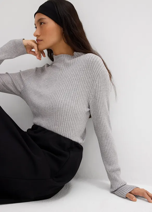 T-shirt côtelé en viscose mélangée, bonprix