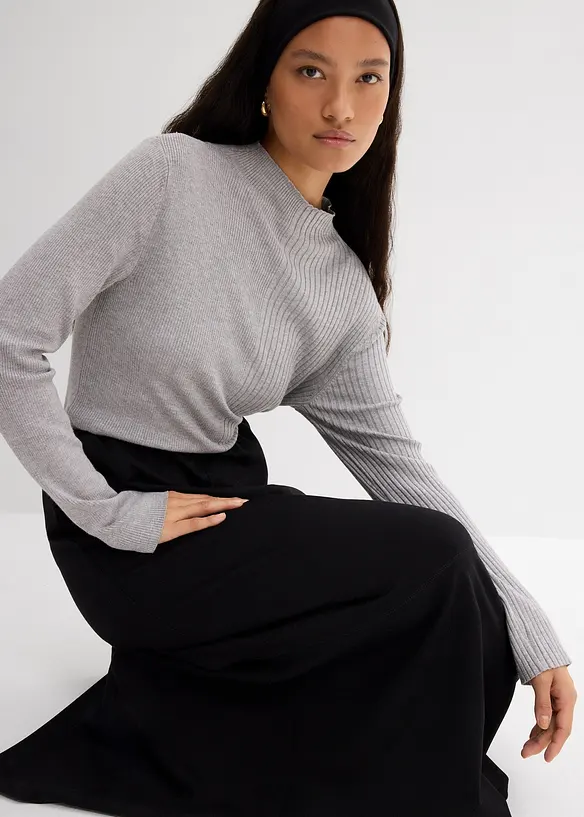 T-shirt côtelé en viscose mélangée, bonprix