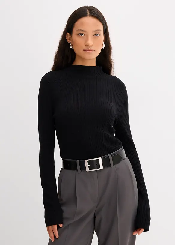 T-shirt côtelé en viscose mélangée, bonprix