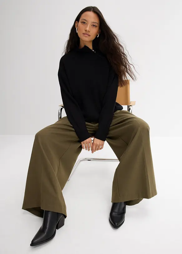 Pull en fine maille à col zippé, bonprix