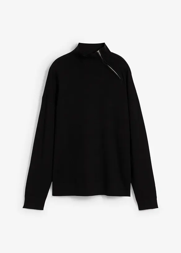 Pull en fine maille à col zippé, bonprix