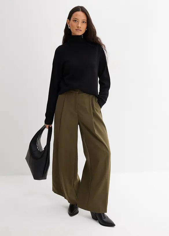 Pull en fine maille à col zippé, bonprix