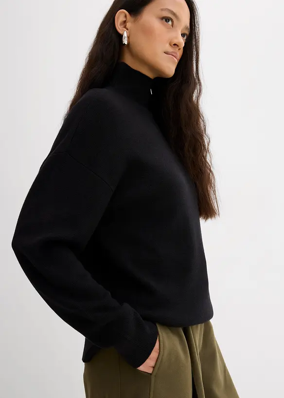 Pull en fine maille à col zippé, bonprix