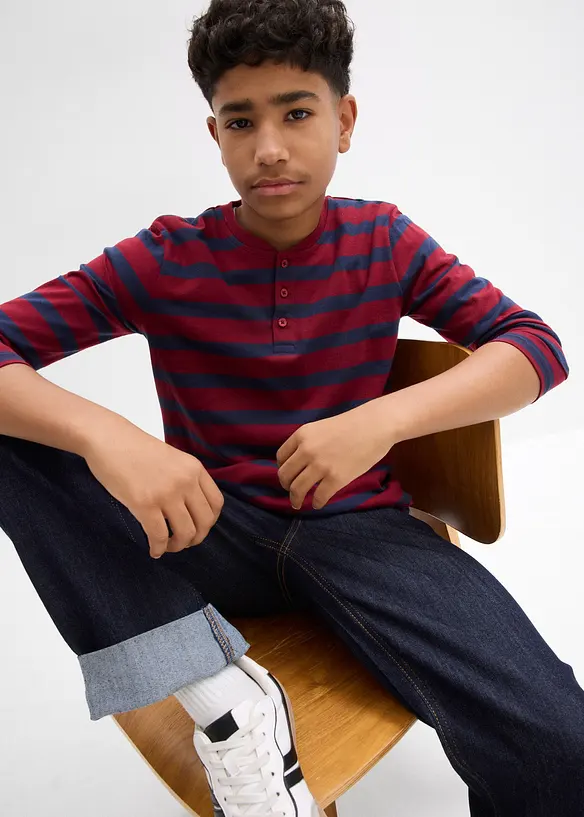 Lot de 3 T-shirts col tunisien 100% coton, bonprix