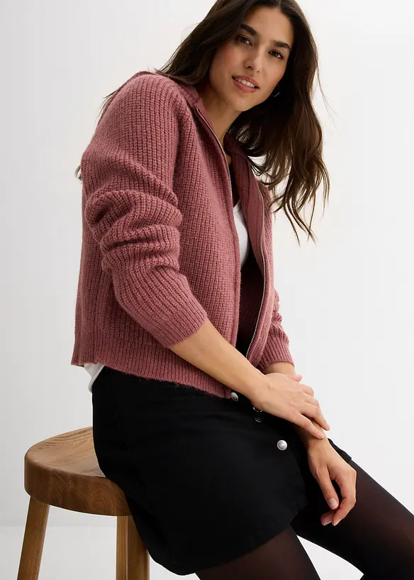 Gilet en maille à capuche, bonprix