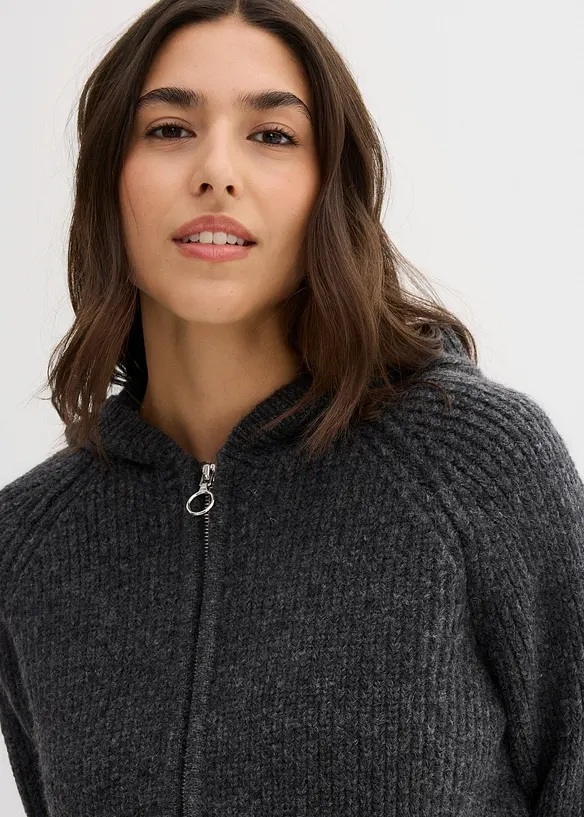 Gilet en maille à capuche, bonprix