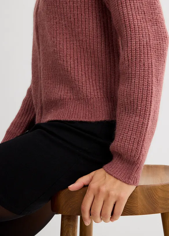 Gilet en maille à capuche, bonprix