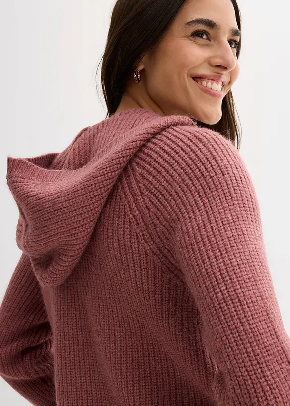 Gilet en maille à capuche, bonprix