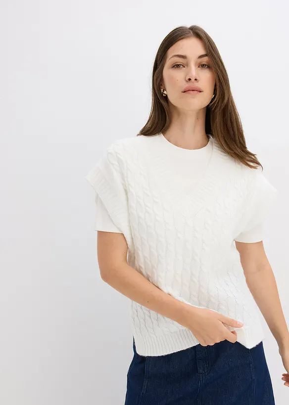 Pull sans manches à motif torsadé, bonprix