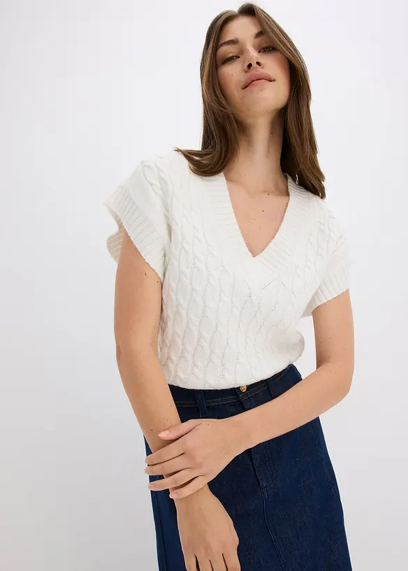 Pull sans manches à motif torsadé, bonprix