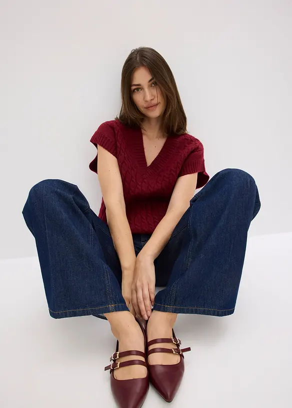 Pull sans manches à motif torsadé, bonprix