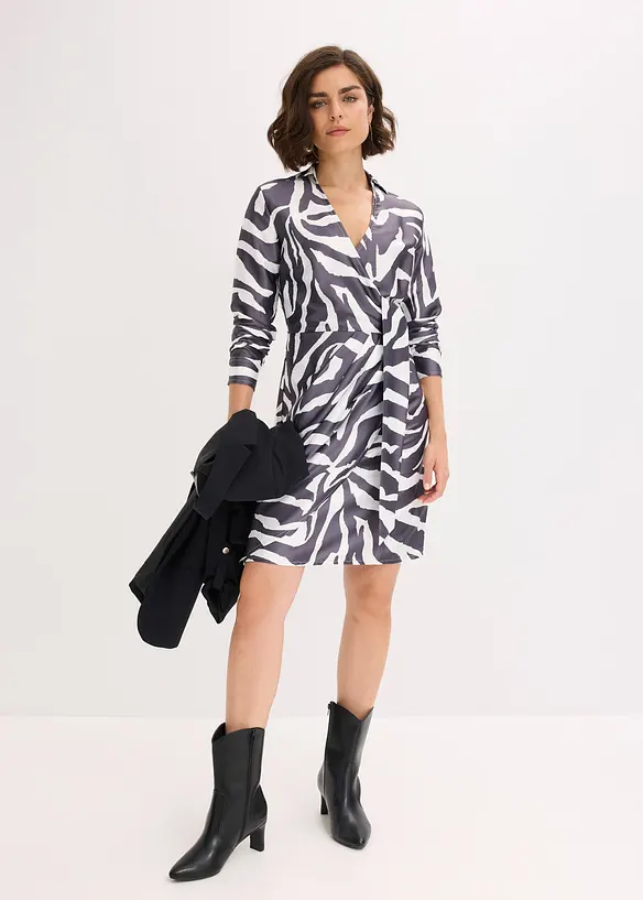 Robe portefeuille en satin fluide, bonprix