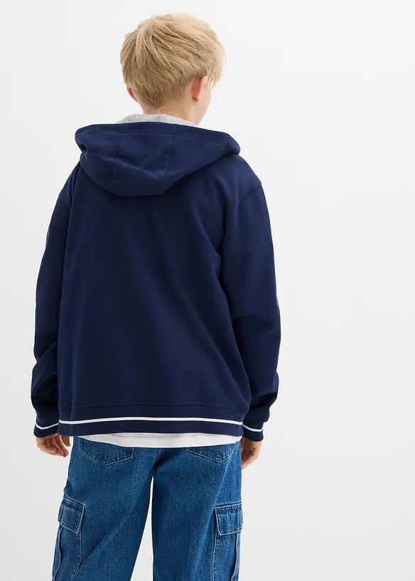 Gilet style universitaire à capuche en molleton 100% coton, bonprix