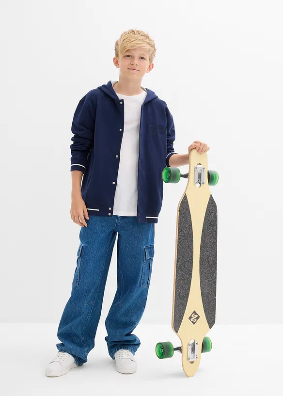 Gilet style universitaire à capuche en molleton 100% coton, bonprix