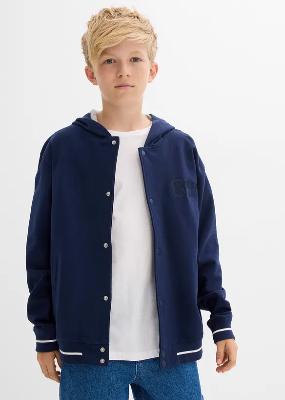 Gilet style universitaire à capuche en molleton 100% coton, bonprix