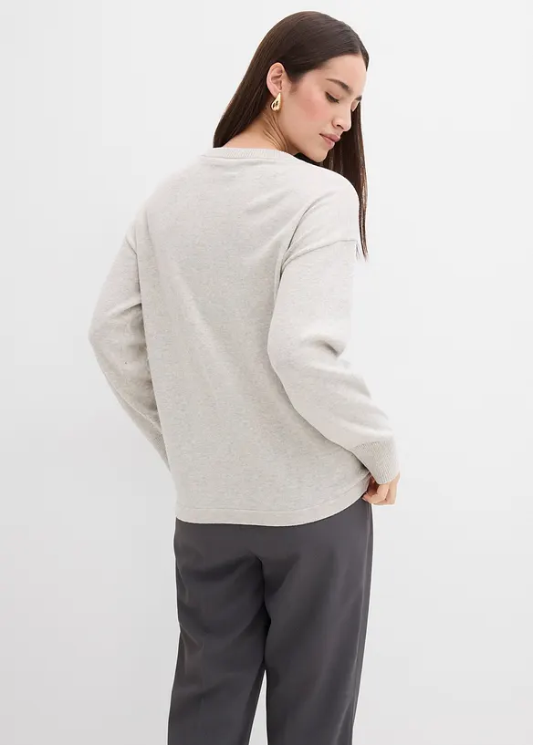 Pull en fine maille à boutons asymétriques, bonprix