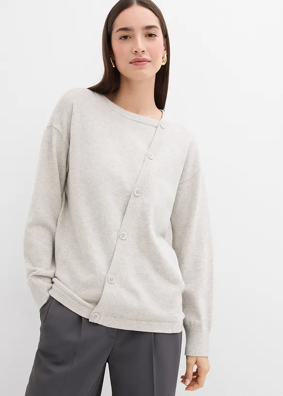 Pull en fine maille à boutons asymétriques, bonprix