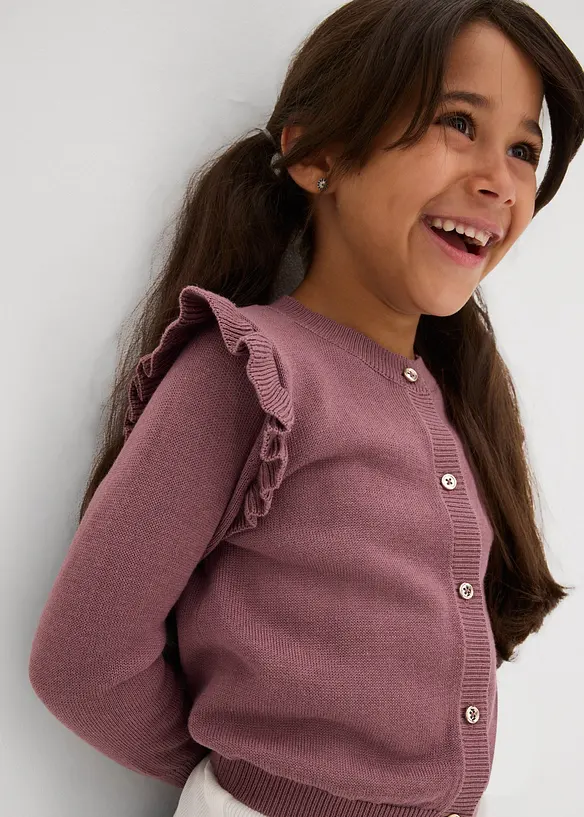 Gilet en fine maille à manches volantées, bonprix