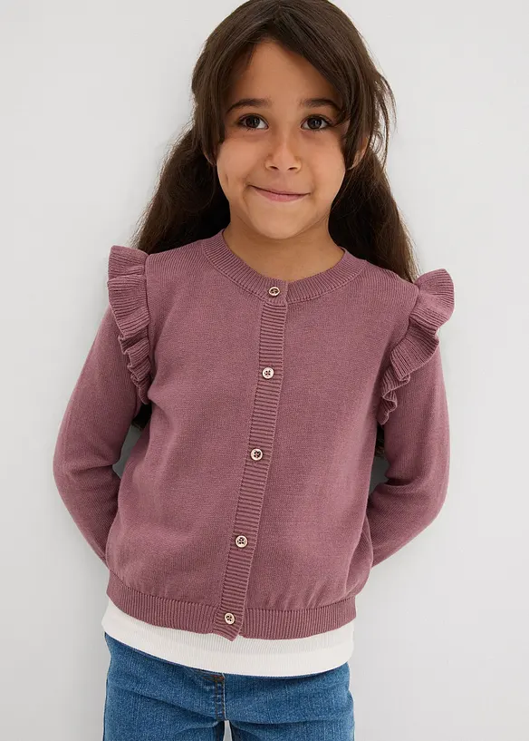 Gilet en fine maille à manches volantées, bonprix