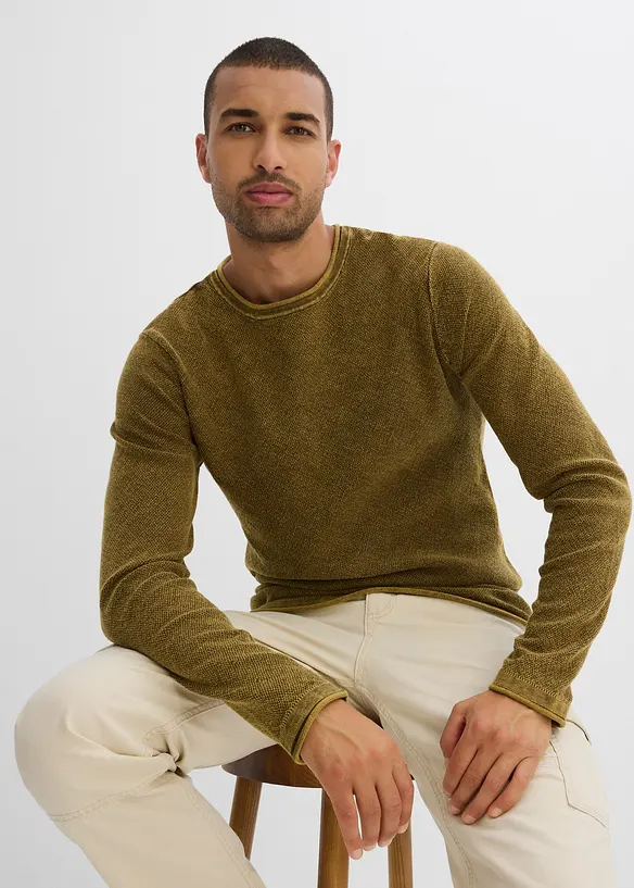 Pull aspect délavé, slim, bonprix