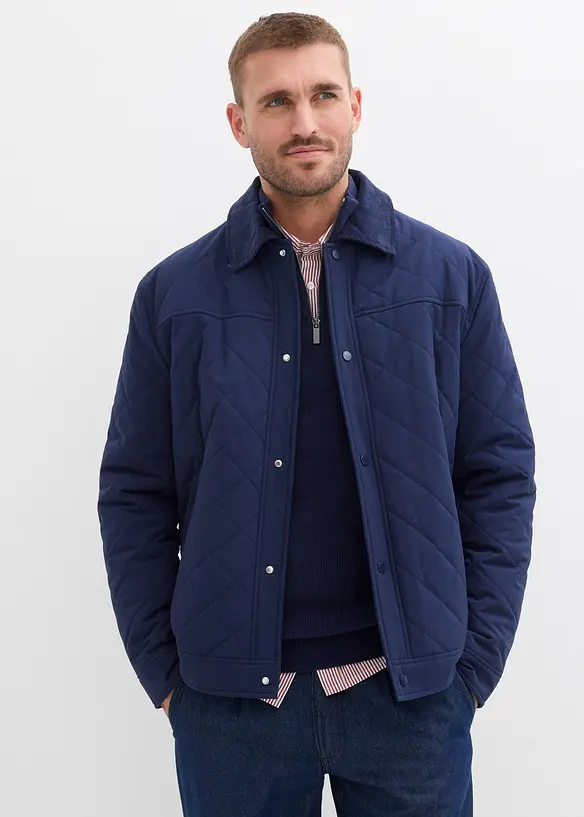 Veste matelassée avec col en velours côtelé, bonprix