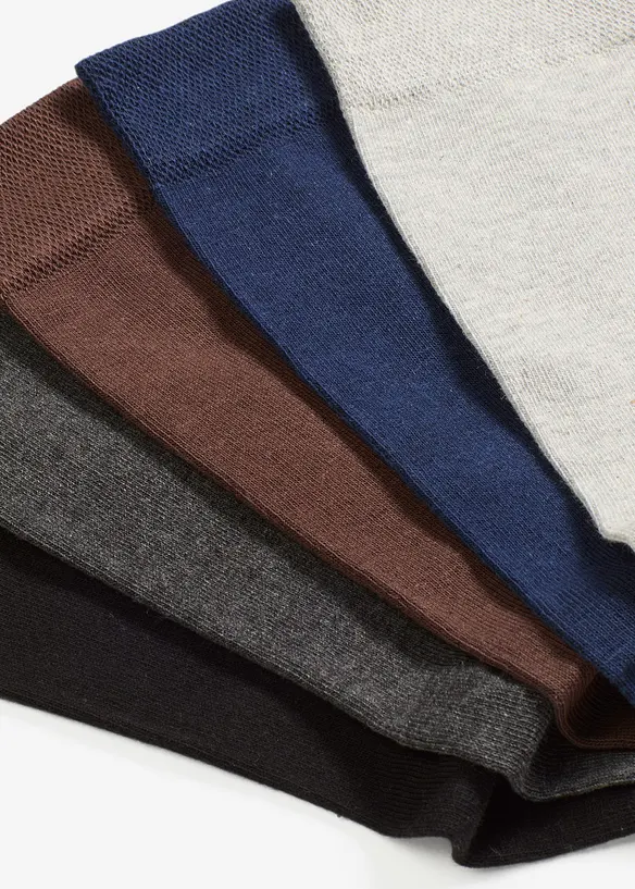 Lot de 5 paires de chaussettes à bord non comprimant, coton majoritaire, bonprix