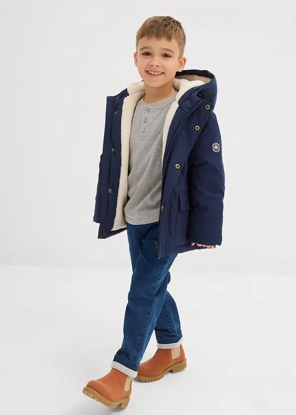 Lot de 2 T-shirts manches longues coton col tunisien, bonprix