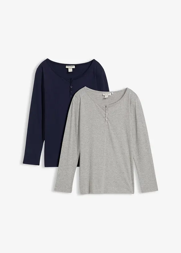 Lot de 2 T-shirts manches longues, bonprix