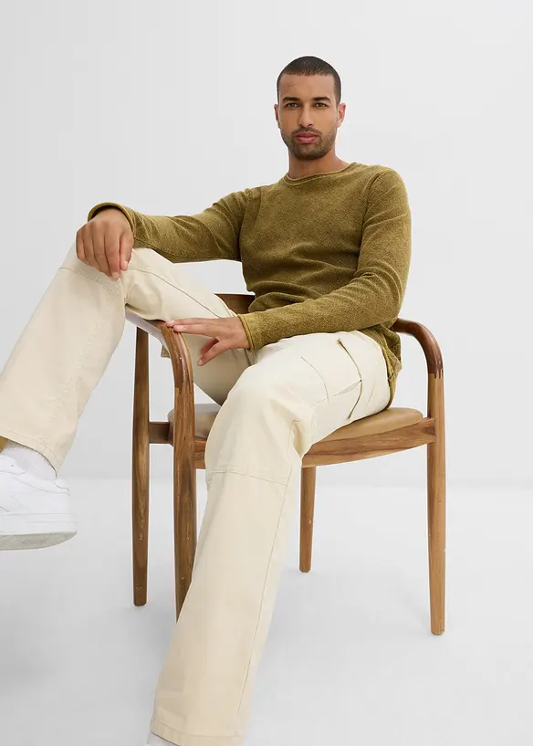 Pantalon cargo droit en toile de coton, loose, bonprix