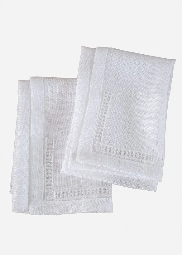 Lot de 2 serviettes en tissu avec broderie anglaise, bonprix