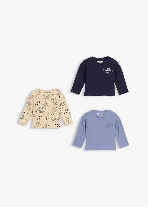 Lot de 3 T-shirts longs 100% coton, bonprix