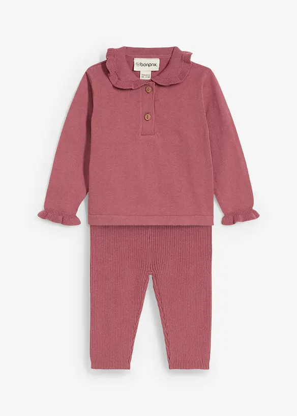 Pull en maille à col volanté et legging (ens. 2 pces), bonprix