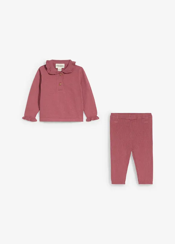 Pull en maille à col volanté et legging (ens. 2 pces), bonprix