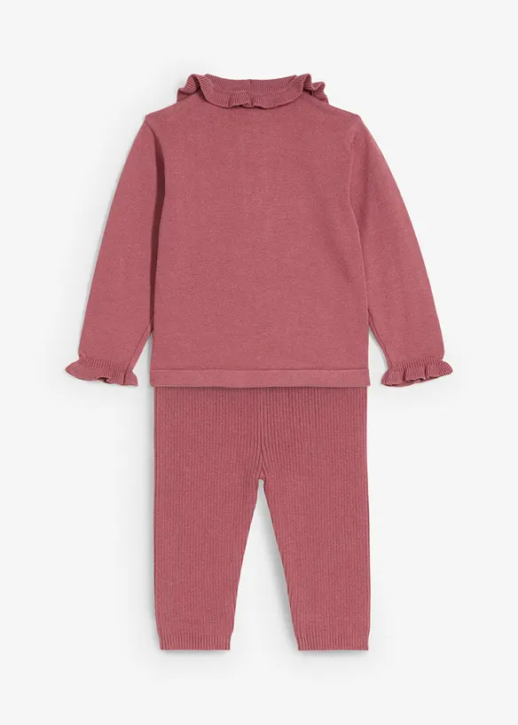 Pull en maille à col volanté et legging (ens. 2 pces), bonprix