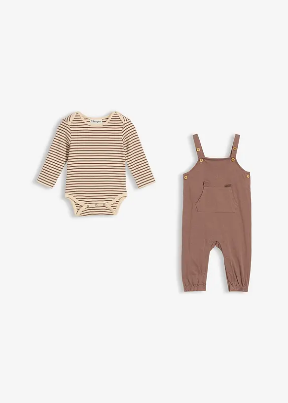 Salopette côtelée avec body 100% coton (ens. 2 pces), bonprix